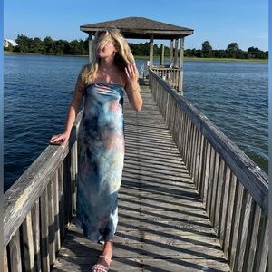 Anthropologie Satin Strapless Dress